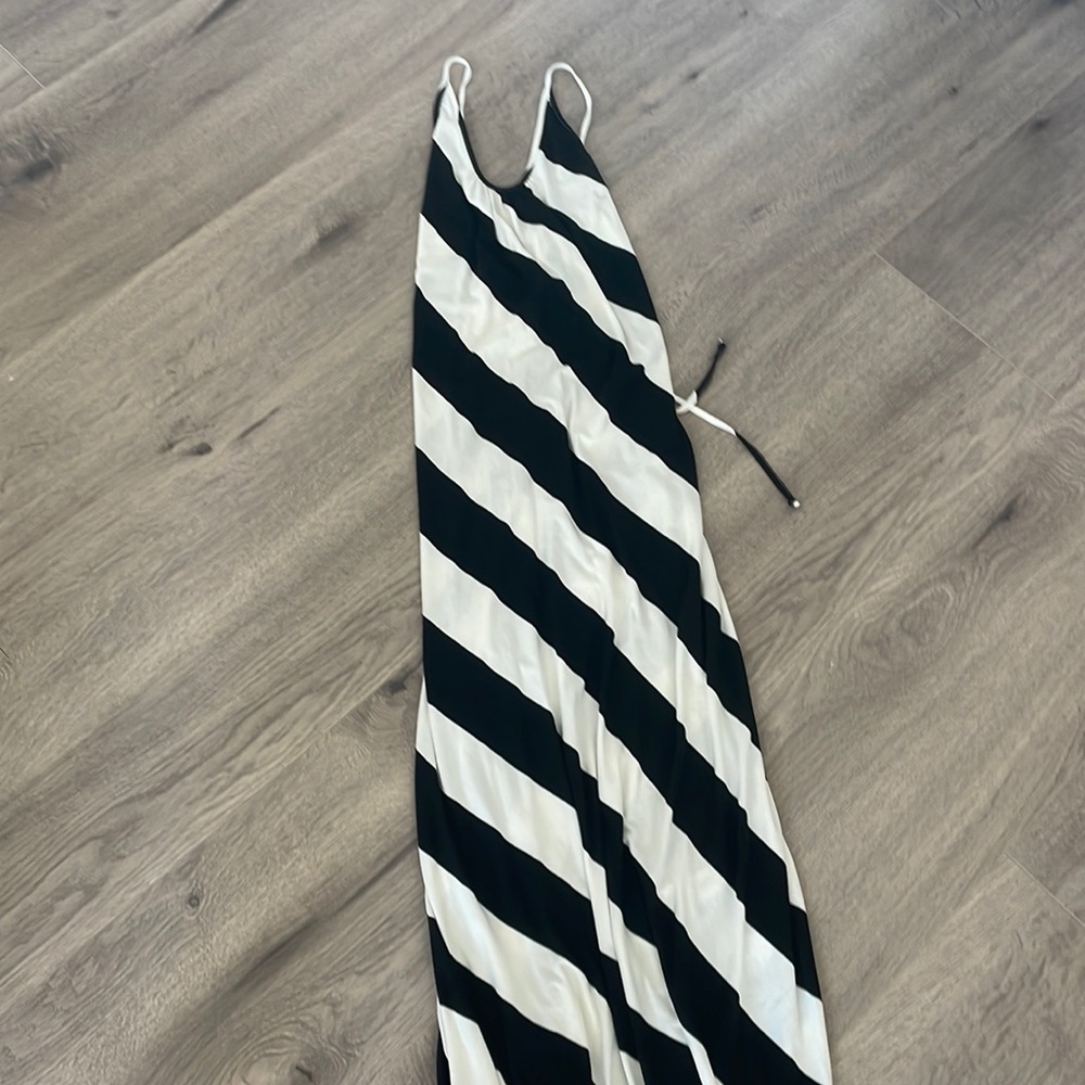 Black and white striped maxi dress